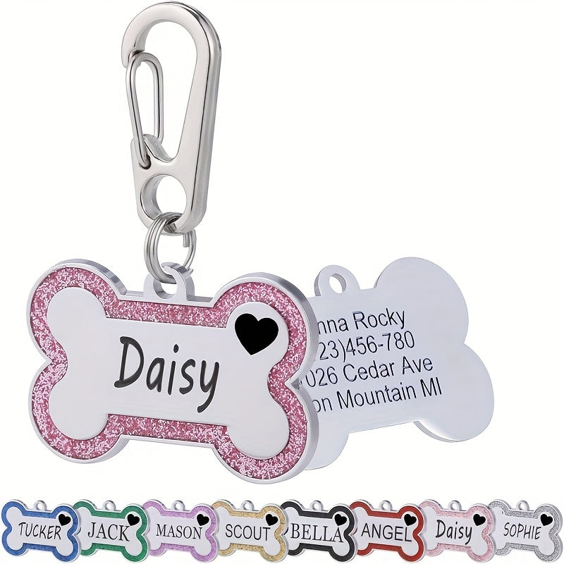 Personalized Engravable Dog ID Tag Collar Plate – Fashionable Anti-Lost Name & Phone Number Plate for Cats & Dogs, 8 Colors, Fits Small Medium Large Breeds, Cute Stylish Pet Gift