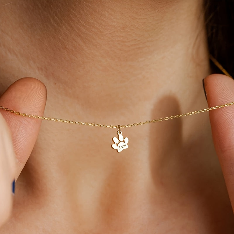 Custom Engraved Dog Paw Print Necklace – 1 to 5 Paws Pet Memorial Jewelry Gift for Her, Elegant Pet Lover Keepsake for Valentine’s Day, Christmas & All Seasons