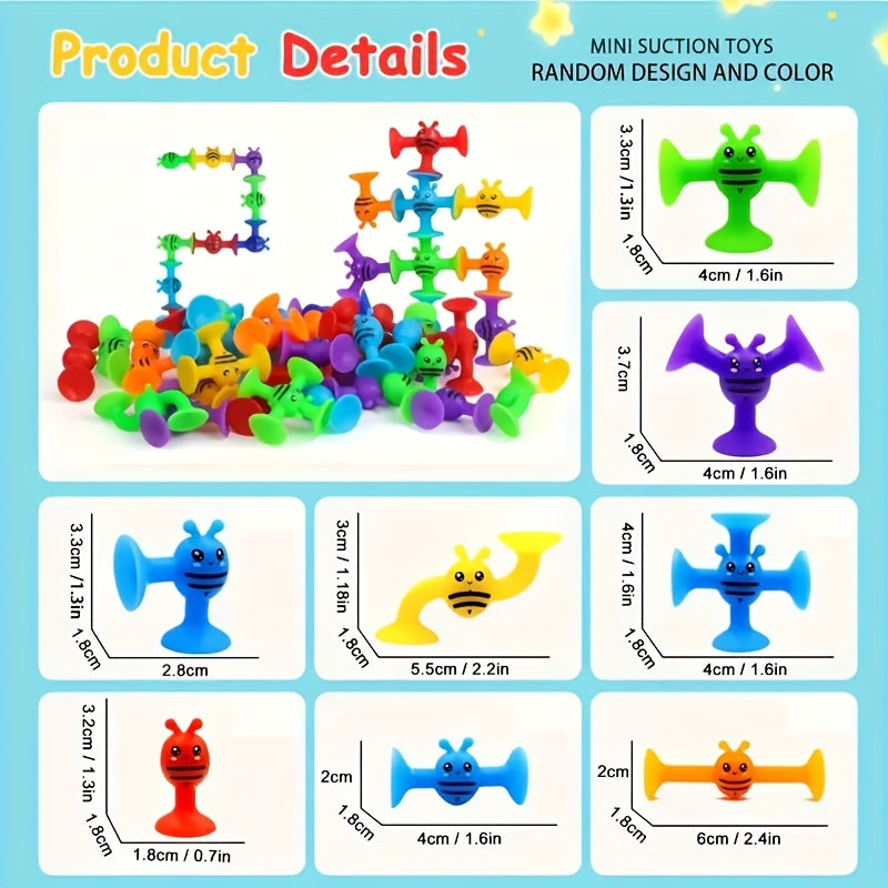 25pcs Little Bee Sensory Building Blocks Warm Water Shape Recovery Toy Brightly Colored Squeeze Deform & Restore Fidget Toy for Kids Ages 3+ Travel Party Favor Christmas Halloween Easter Gift