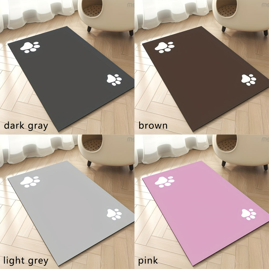 Paw Print Pet Feeding Mat — Quick-Dry Absorbent Rubber Bowl Mat for Dogs & Cats, Non-Slip Stain-Resistant Easy-Clean Feeding Pad | Home Decor Gift