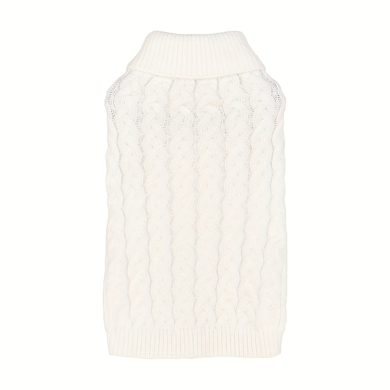 Casual Twist Knit Dog Sweater - Elastic Solid Color Two-Leg Comfortable Pullover for Small Dogs, Teddy & Bichon Dog Clothes, 8 Colors & 5 Sizes XS-XL (White/Burgundy/Grey/Blue/Pink & More)