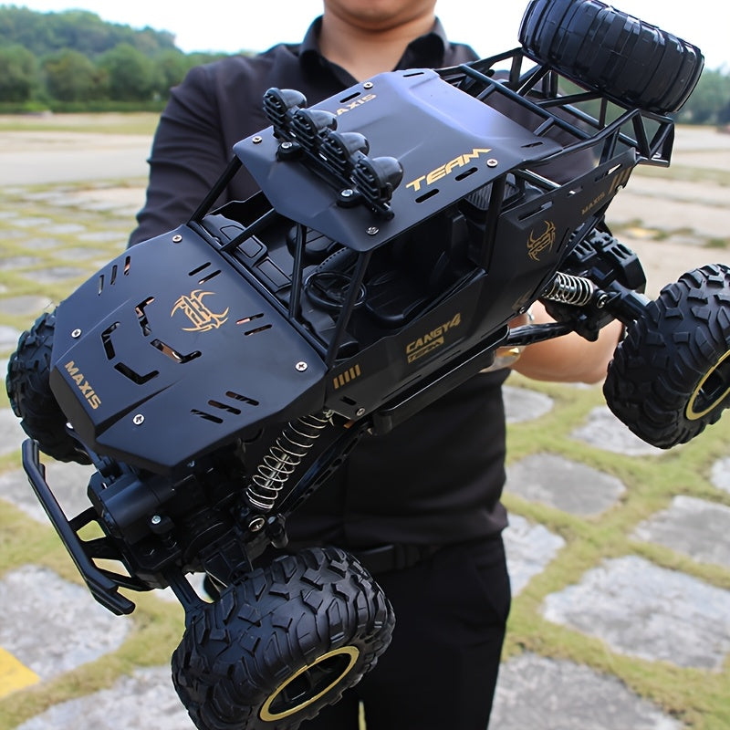 4DRC 1:12 Scale Remote Control Truck 2.4GHz Off-Road RC Car for Kids Adults – Alloy Body, LED Lights, 7.4V Rechargeable Battery, Independent Shock Absorbers, All-Terrain Climbing Vehicle, Best Birthday Christmas Gift