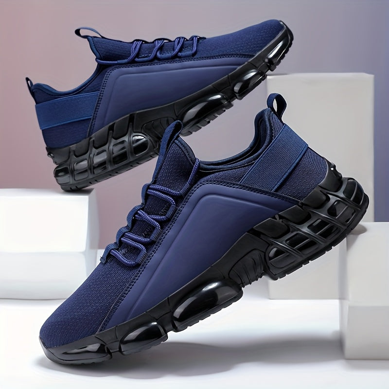 Men's Lightweight Breathable Mesh Sneakers PVC Sole Low-Top Lace-Up Casual Sports Shoes Blue Black Sizes US 6.5-12.5 Daily Wear Running Training Athletic Footwear