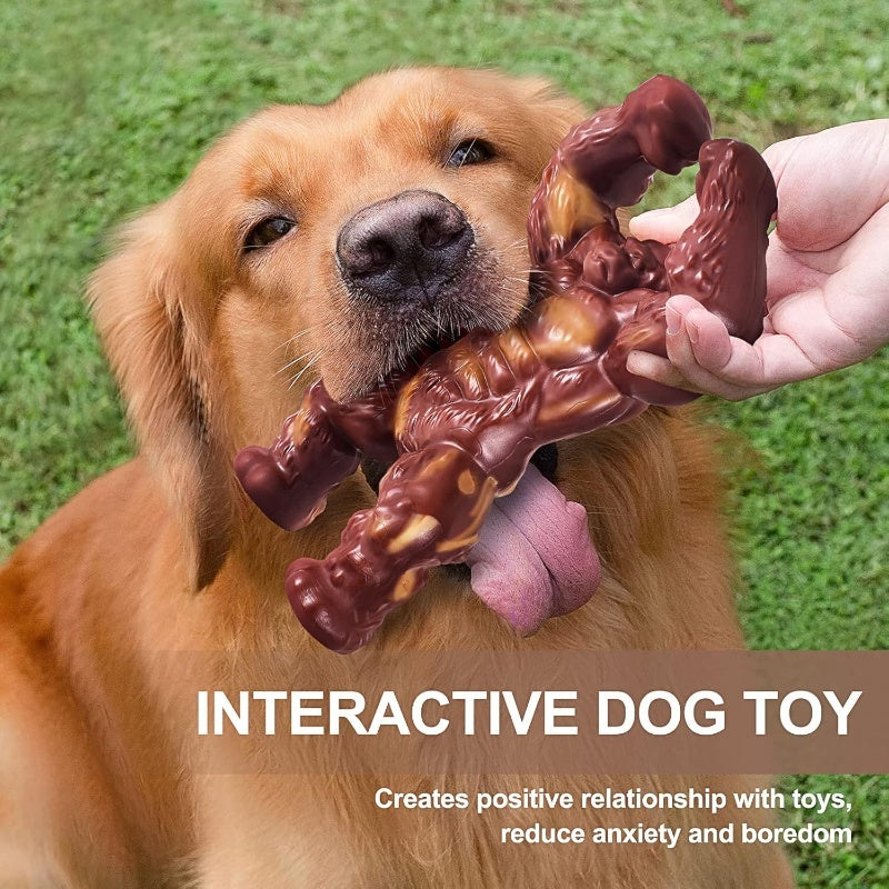 KYLINSURE Unbreakable Durable Dog Chew Toy for Medium & Large Dogs – Realistic Beef Flavor Rubber Chew Stick, Safe Teething & Gum Health Training Toy for Aggressive Chewers, Long-Lasting Dog Chew