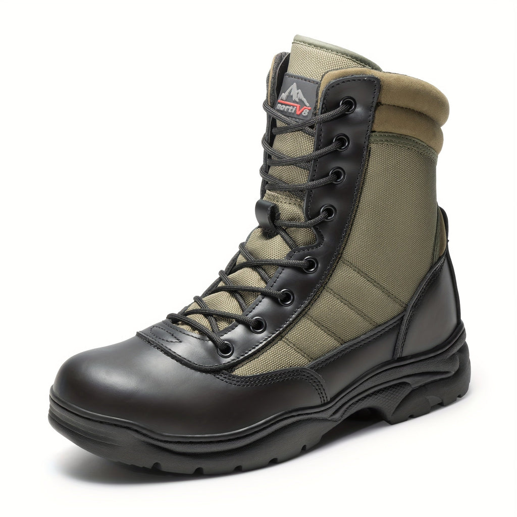 Men's Leather Tactical Combat Boots Side Zipper 9-Inch Non-Slip Lightweight - Hiking Motorcycle Outdoor Boots US 6.5-15