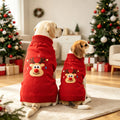 Christmas Deer Dog Sweater – Thickened Knitted Turtleneck Winter Sweater for Medium and Large Dogs, Soft Warm Festive Red Holiday Knitwear for Labrador Rottweiler Beagle, Elastic Cozy Dog Apparel