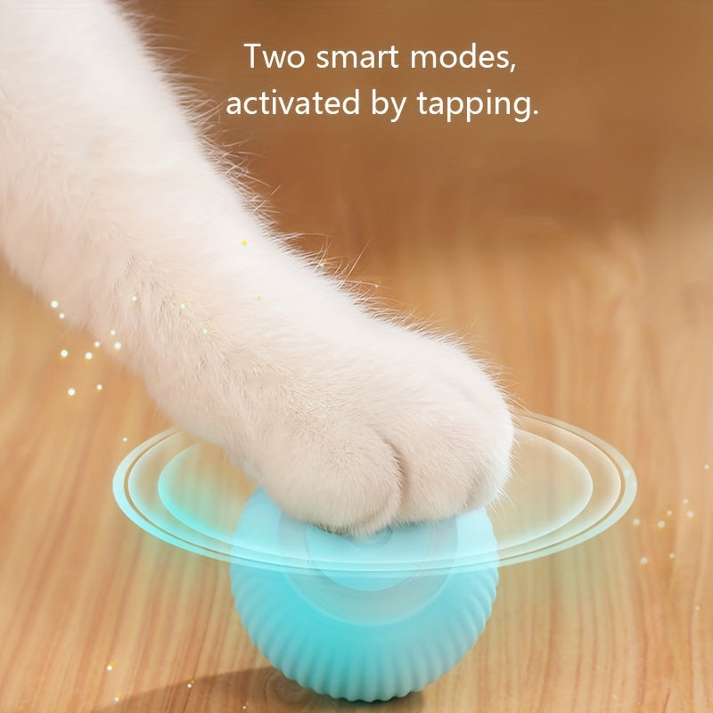 Electric Automatic Cat Ball Toy with Teaser Stick - Smart Self-Rolling Interactive Ball for Cat Boredom Relief & Self-Entertainment, Indoor Kitten Exercise Toy, Auto Rolling Cat Supplies
