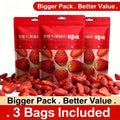 Dried Strawberries Snack 3 Bags Pack Low Sugar Natural Gluten Free Fruit Snack for Office Parties Holidays