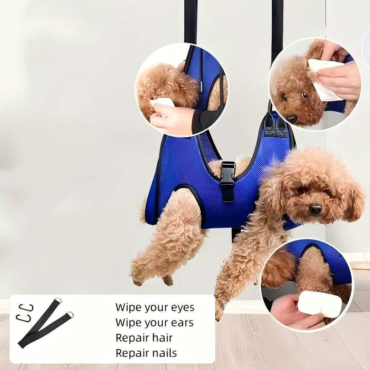 Pet Grooming Hammock for Dogs & Cats - Hanging Restraint Bag for Nail Trimming, Bathing & Ear Eye Care - Adjustable Cat Dog Grooming Hammock for Small Medium Pets (S & L Size)