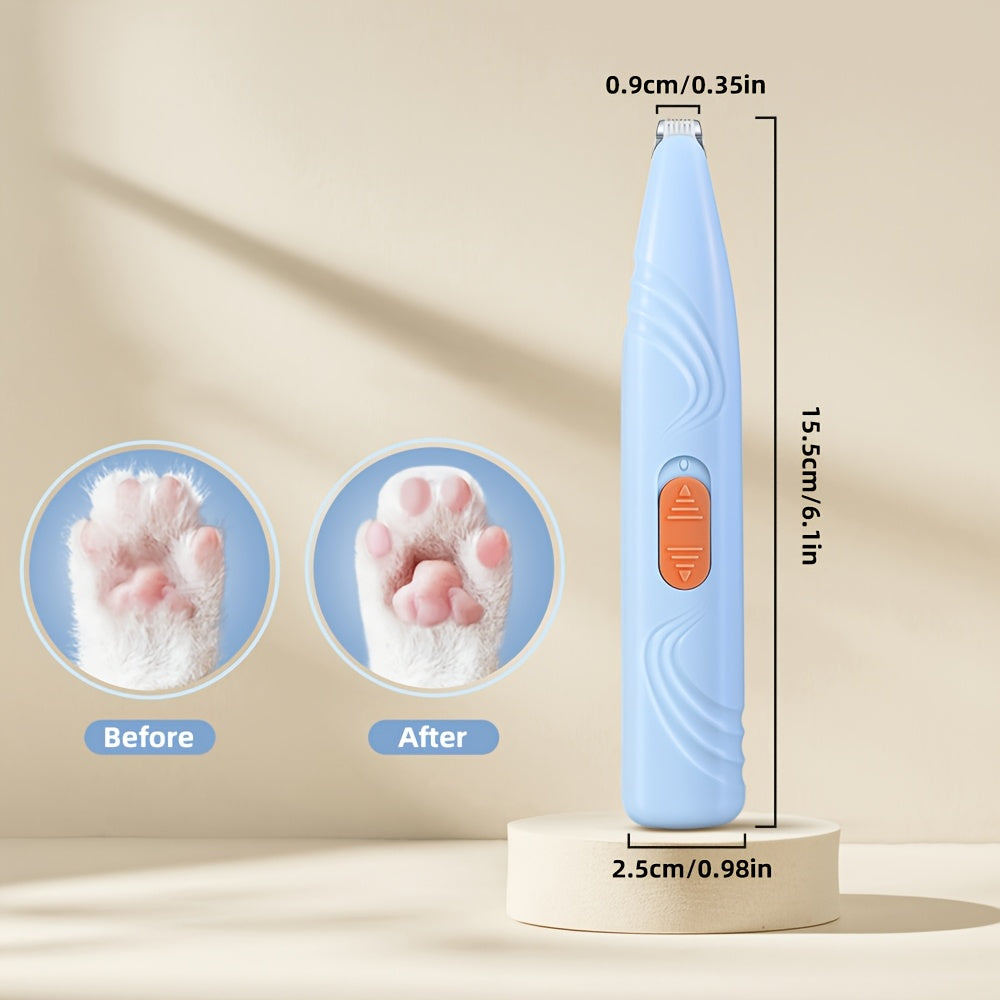 Cordless Pet Grooming Clipper – Low Noise Electric Precision Trimmer for Dog Paw, Cat Face & Eye Area Hair, USB Rechargeable Quiet Shaver for Small Pets, Safe Detail Trimming Tool