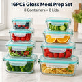 20-Piece Borosilicate Glass Food Storage Containers with Airtight Clip-Lock Lids – Microwave, Oven & Dishwasher Safe Meal Prep Containers for Salads, Fruits, Vegetables & Sandwiches – Includes Cleaning Brushes