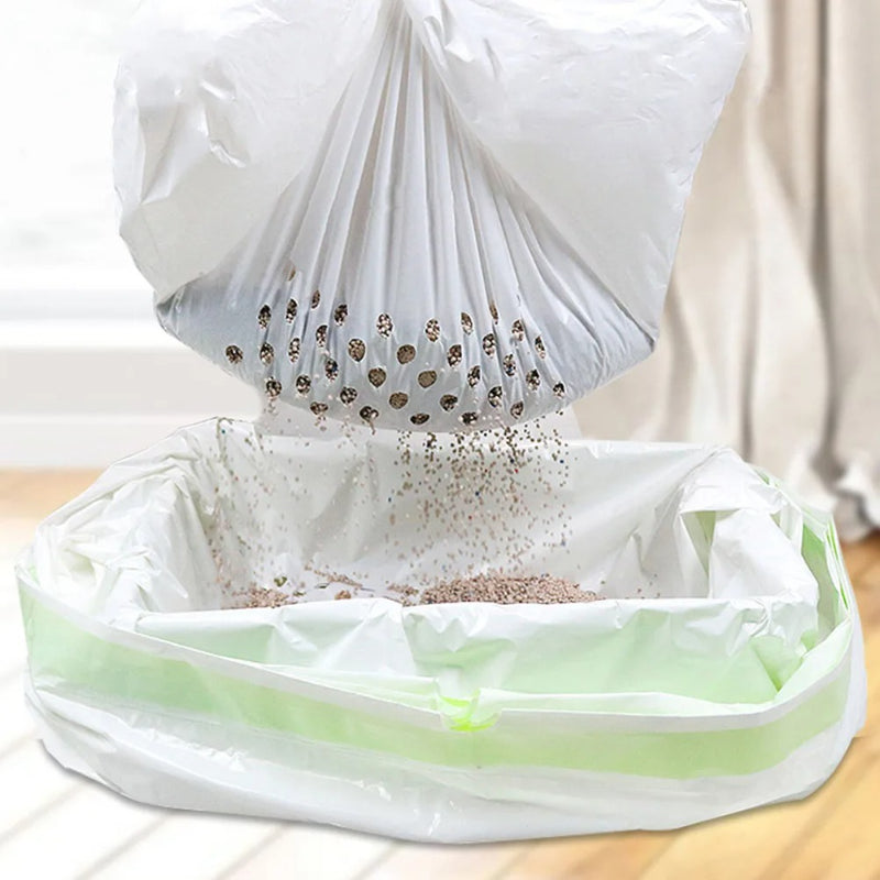 Cat Litter Box Liner Bags with Drawstring Handles – Sturdy Tear-Resistant Disposable Plastic Liners for Easy, Odor-Free Litter Box Cleanup, Single & Multi-Cat Households