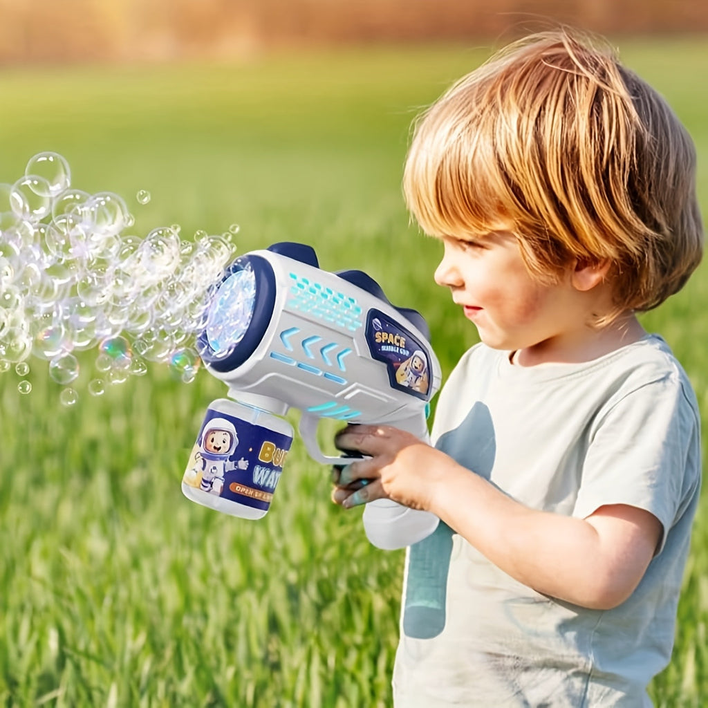 Electric Bubble Gun for Kids – Automatic Light-Up Space Bubble Machine Handheld Toy, Outdoor Indoor Fun for Boys & Girls, Perfect Christmas Birthday Party Gift (Bubble Solution Not Included)
