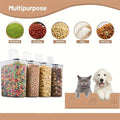 Airtight Food Storage Containers 4 Pack with Colored Spoons - BPA Free Plastic Canisters for Dog Food, Cat Food, Dry Treats, Cereal, Rice, Grains & Bird Food - Kitchen Pantry Organization Set