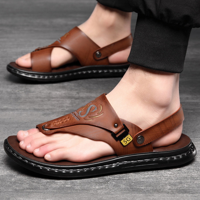 Men's Hiking Sandals with Arch Support – Slip-On Sports Beach Walking Sandals, Lightweight Casual Outdoor Shoes, Black Grey Brown, Sizes US 7–13.5, All Season Comfort