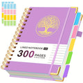 A5 Hardcover 5-Subject Spiral Notebook Journal – 300 College-Ruled Pages with Removable Divider Tabs & Pocket, 6.1" x 8.4" Lined Notebook for Work, School & Note Taking, Back to School Supplies