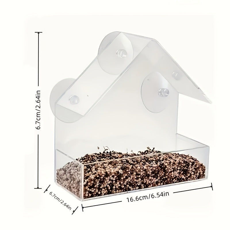 Acrylic Transparent Wall Mounted Bird Feeder Suction Cup Adsorption Window Bird Feeder for Wild Birds Hummingbirds – Clear View Outdoor Bird Watching Feeding Station
