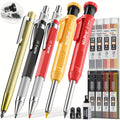 Carpenter Pencil Set with Sharpener – Mechanical Pencils with Refills, Automatic Center Punch & Carbide Scribe Tools in Sturdy Case, 15/16/17/18/27-Piece Pro Marking Kit for Woodworking