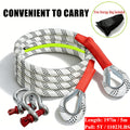 Heavy Duty Tow Rope & Hook Combo Set – 196.85" Nylon Recovery Rope 5/18/20 Ton with 2 Steel U-Hooks & Storage Bag, Off-Road Vehicle Recovery for Truck SUV UTV ATV Jeep, 3 Size Options