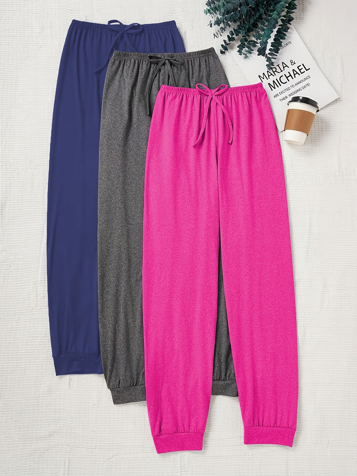 Women's Casual Drawstring Pants Loose Fit Elastic Waist Solid Color Home Lounge Pants Autumn Fall Comfortable Knit Polyester XS S M L XL XXL