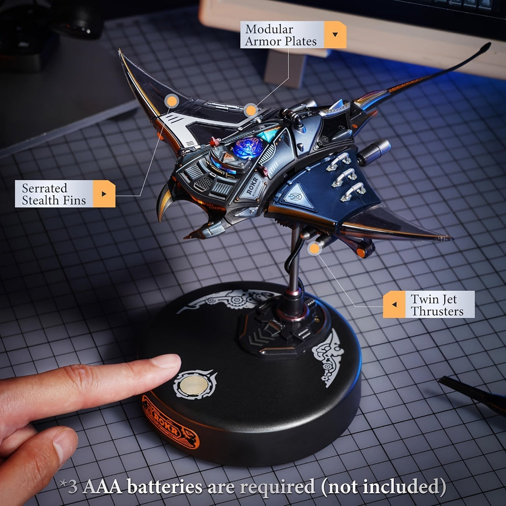 ROBOTIME 3D Metal Puzzle Manta Ray Mechanical Model Kit MI06 DIY Assembly Engineering Gift for Adults Teens 14+ Home Office Desk Decor Display
