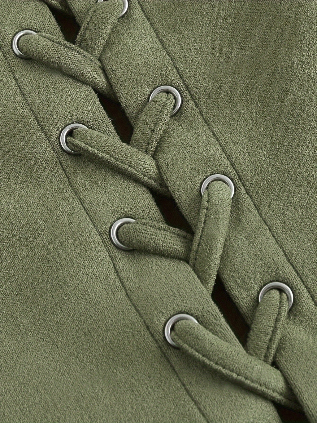 Vintage Lace-Up Drawstring Vest Women Elegant Woven Top Sleeveless Blouse Spring Summer Fall Khaki Green S M L XL