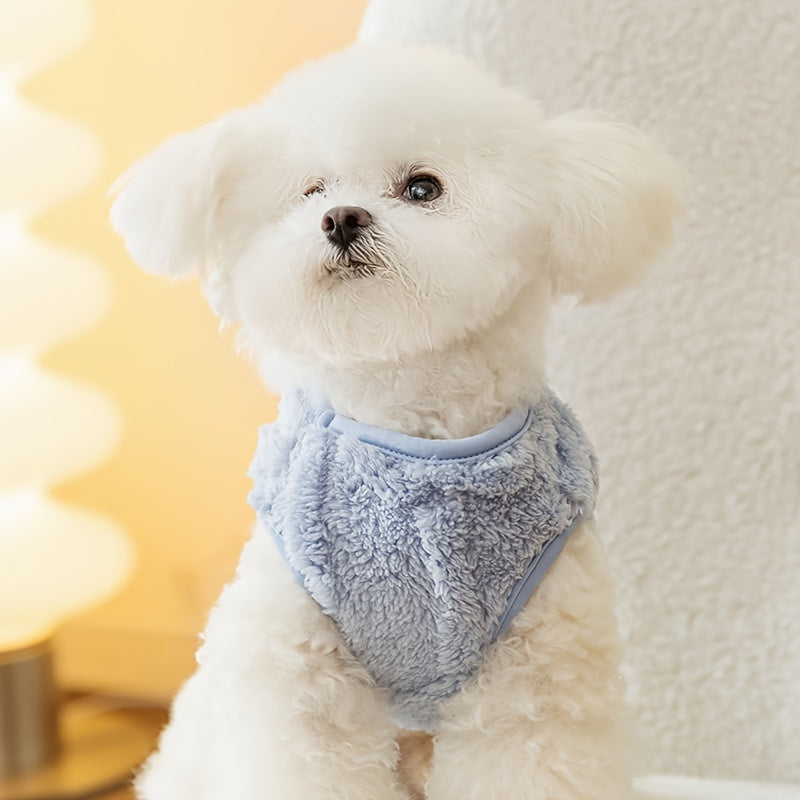 Dog Fleece Vest for Fall Winter Solid Color Easy Pull-On Two-Leg Pet Sweater Warm Dog Clothes for Small Medium Dogs Cats Cold Weather Apparel
