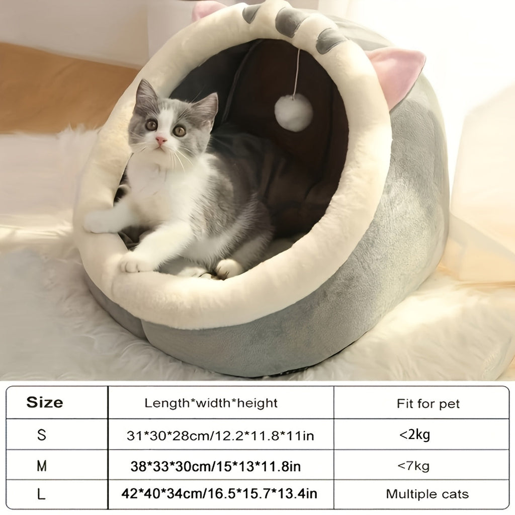 Soft Cat Bed with Breathable Mat - Cozy Kitten Sleeping Basket for Small Medium Large Cats, All-Season Indoor Cat House