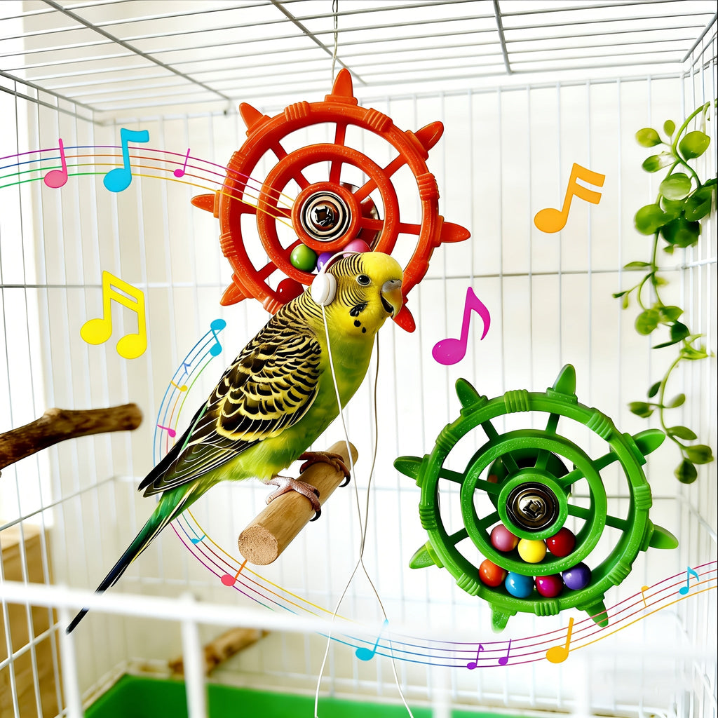 Colorful Parrot Spinning Wheel Toy with Spinning Disc Bead Bird Cage Toy for Budgies Cockatiels Canaries Stress Relief Fun Interactive Cage Accessory Multiple Colors