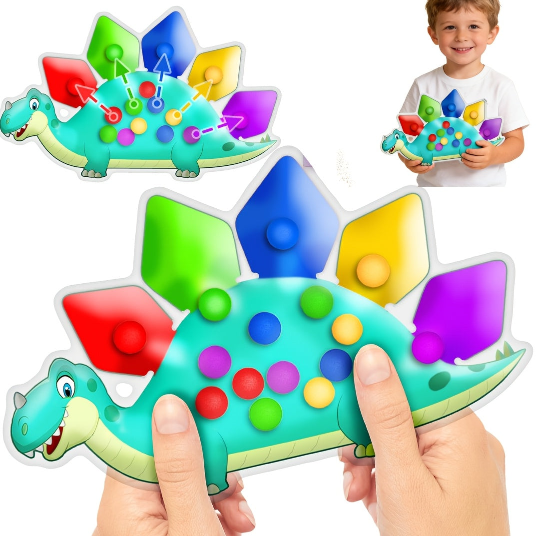 Dinosaur Color Sorting Sensory Fidget Toy Bag Fine Motor Skills Toy Color Classification Learning Activity for Toddlers Preschool Classroom Road Travel Valentine Gift