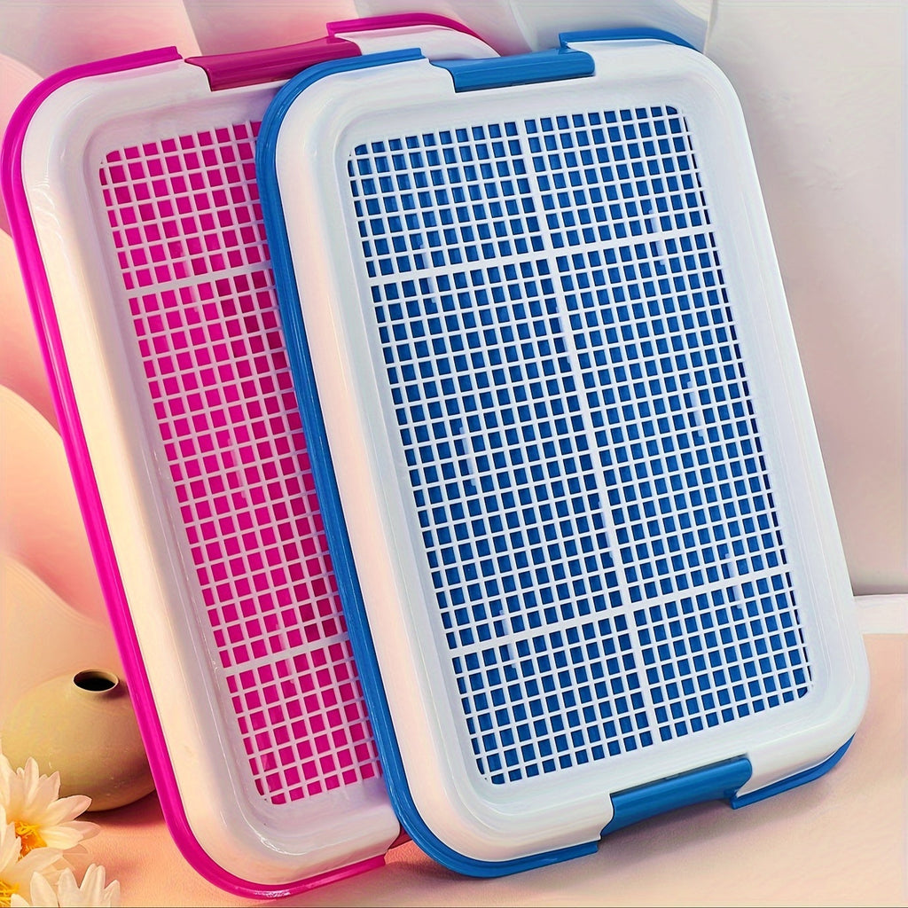 Small Dog Indoor Toilet with Hollow Anti-Step Grid – Clean Easy-Drain Litter Box Potty Tray for Small Breed Dogs, Puppies & Teddy Dogs, Indoor Pet Bathroom Training Solution