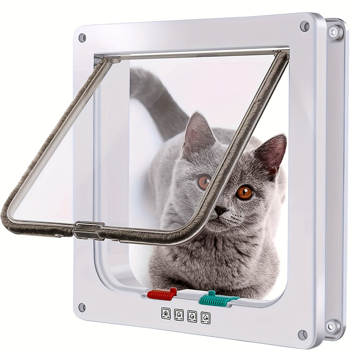 Pet Door for Cats & Dogs 4-Way Locking Weatherproof Flap Door ABS Durable Easy Install Interior Exterior Wall Door Insert White Black M L XL Sizes Available