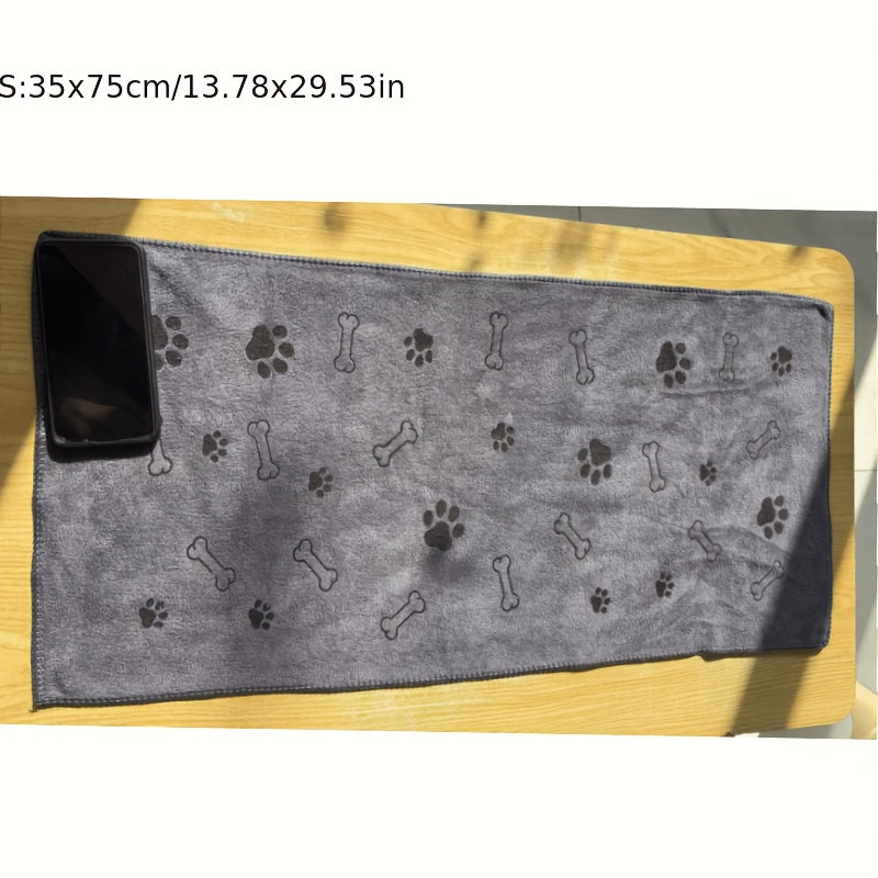 Microfiber Dog Towel with Paw Print - Quick-Dry Super Absorbent Pet Bath Towel 13.5x29.5 Inch, Soft Durable Dog Drying Towel for Bathing & Grooming, Available in 1 or 3 Pack