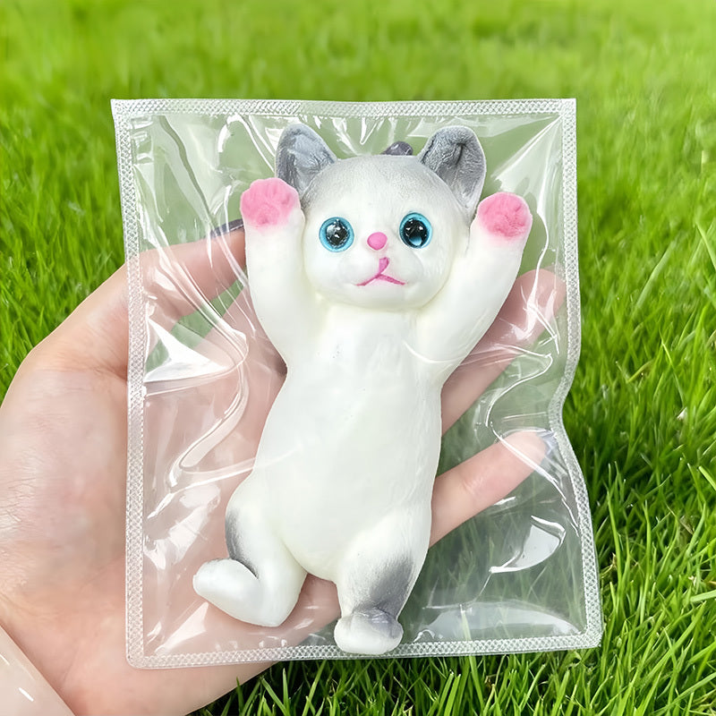 Kawaii Hand-Raising Kitten Squishy Squeeze Toy Soft Slow Rising Sensory Stress Relief Cute Cat Desk Decoration Random Color Gift for Christmas Valentine Easter Birthday Holiday