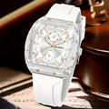 Men's Minimalist Quartz Watch with Silicone Strap - Round Dial Alloy Case Fashion Casual Sports Business Wristwatch for Men, 5 Colors White Black Green Blue Brown