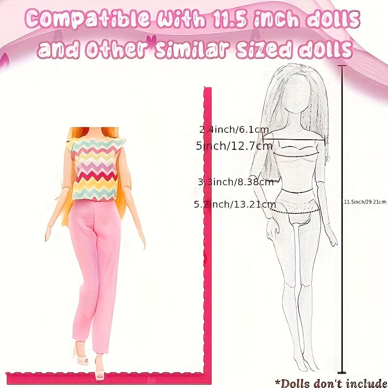 36-Piece Doll Clothes & Jewelry Set for 11.5" Fashion Dolls – Complete Outfits with Skirts, Shoes, Crown & Magic Staff, Random Color Mix, Girls Gift