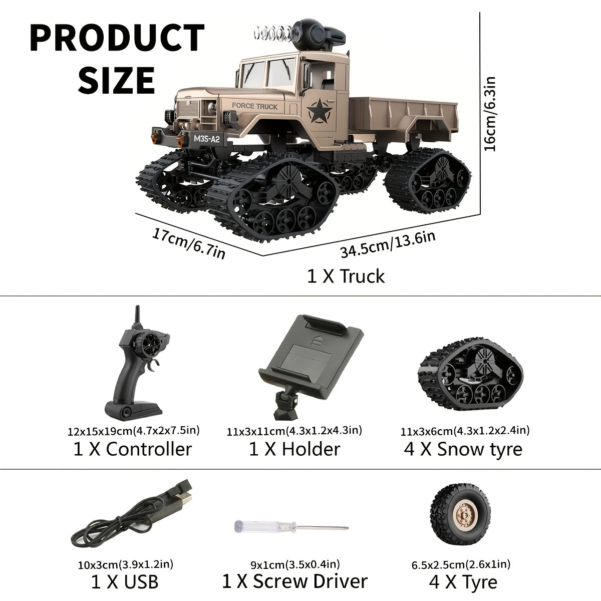 RC Military Truck 4WD 2.4GHz All Terrain Off-Road Sport Car with Wi-Fi HD Camera – Remote Control Vehicle for Kids & Adults – Perfect Birthday & Holiday Gift