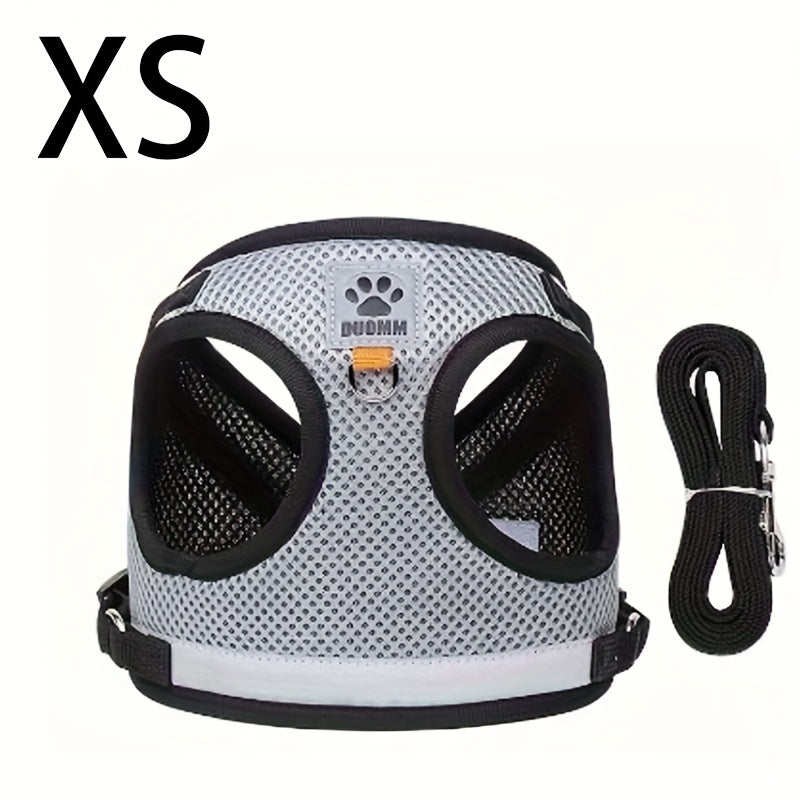 Cat and Dog Vest Harness with Leash Set Anti-Escape Breathable Mesh Pet Harness Anti-Breakaway Adjustable for Cats and Small Dogs Outdoor Walking Training