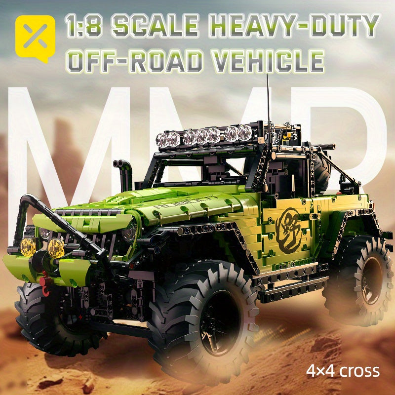 2372pcs 1:8 Scale Large Heavy Cross-Country Building Block Car with Domineering Large Tires – Detailed Off-Road Building Set Display Model Gift for Adults & Kids