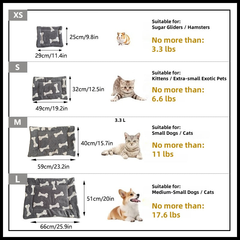 Holiday Pet Bed for Small Dogs & Cats - Soft Flannel Plush Christmas Halloween Reversible Double-Sided Mat with Paw Print, Machine Washable Crate Pad for Teacup Puppies, Kittens & Small Animals, Portable Travel Pet Sleeping Mat