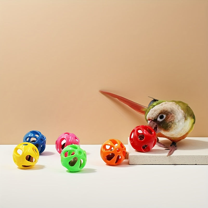 Colorful Bird Toy Bell Balls 10pcs Plastic Jingle Bell Balls for Parrots Budgies Cockatiels Conures Boredom Relief Cage Accessory Decorative Bird Toys