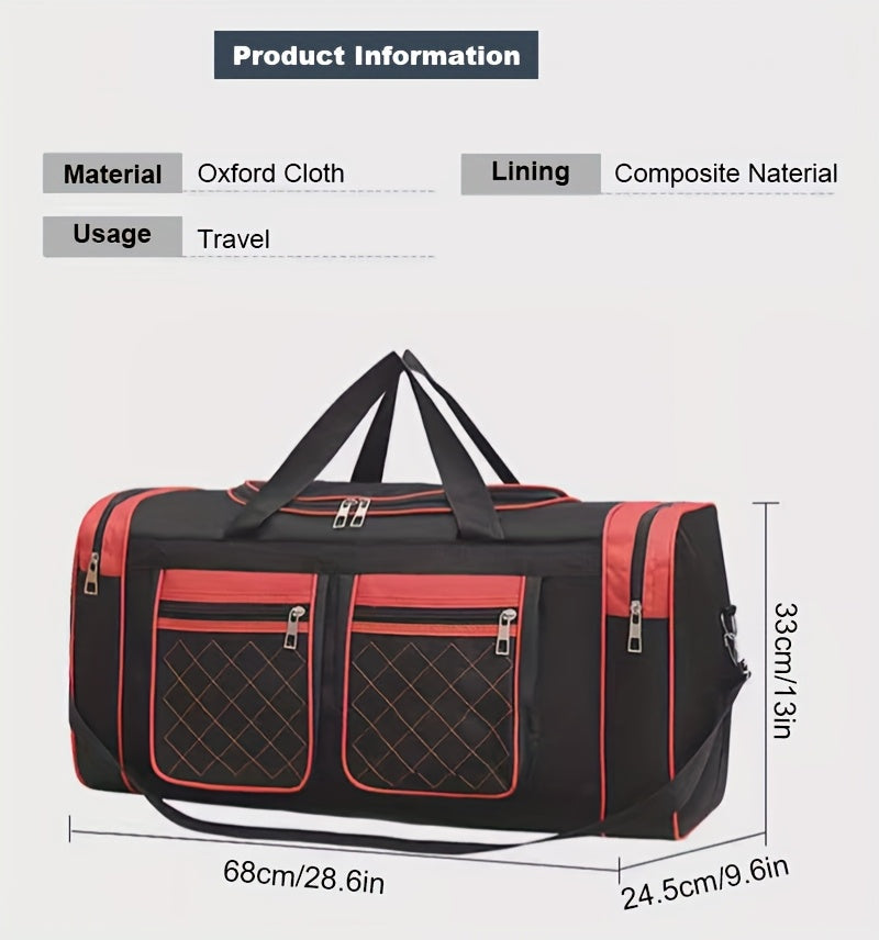 Large Capacity Travel Duffel Bag for Men & Women – Heavy-Duty Gym Bag with Multi-Pocket Design, Adjustable Shoulder Strap & Zipper Closure for Fitness, Weekend Trips, Business Travel & Outdoor Use