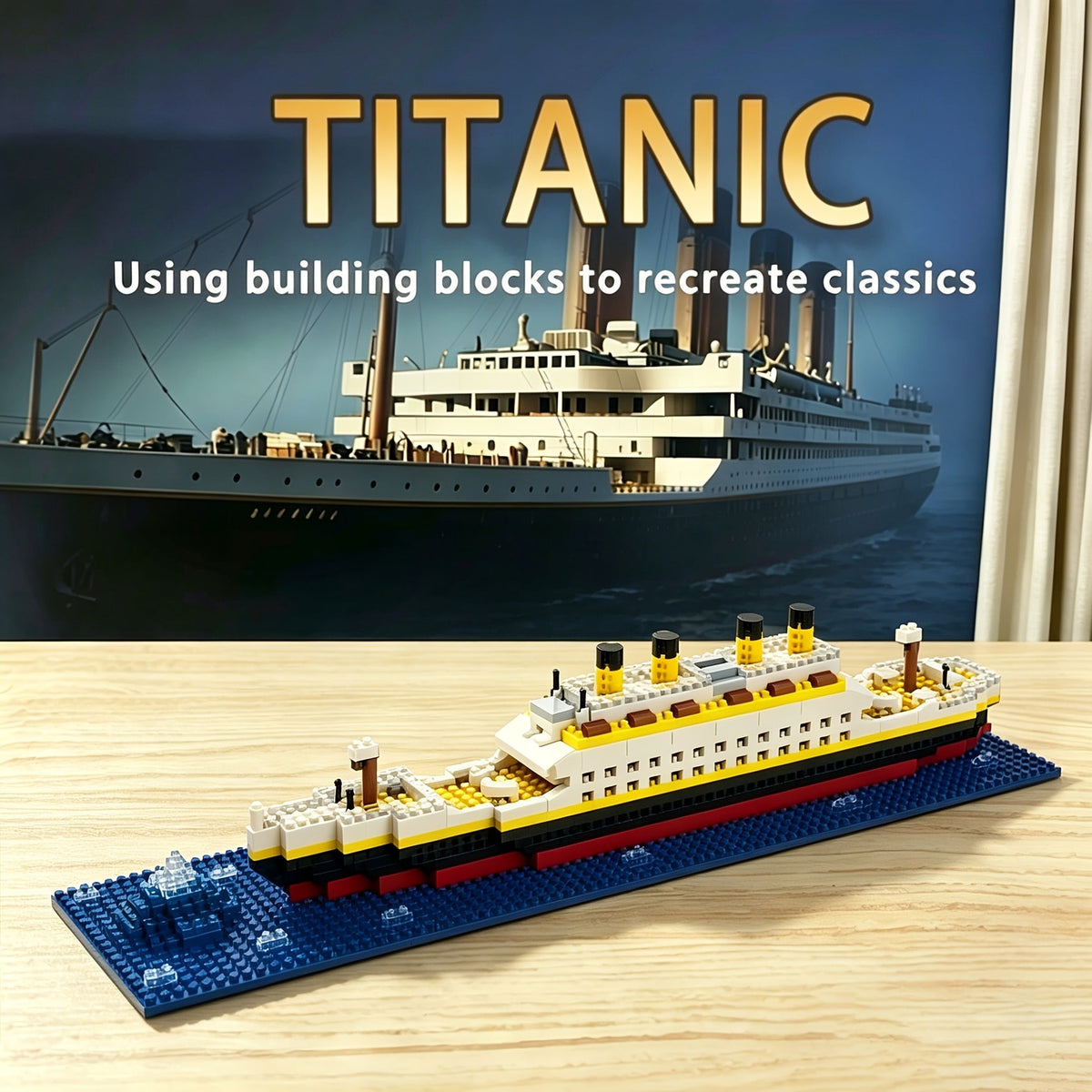 Titanic Ship Building Blocks 607 Pieces - Assembly Model Ship Construction Toy Set for Kids Boys and Girls, STEM Brick Puzzle Kit, Home Decoration Display Model, Christmas Birthday Gift