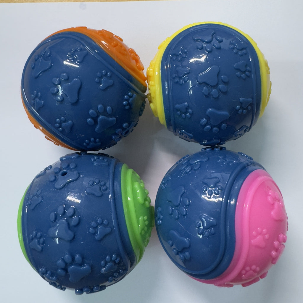 Squeaky Dog Balls 4 Pack - Durable Non-Toxic Rubber Chew Toys for Teething Puppies & Power Chewers, Teeth Cleaning Interactive Fetch Ball Toys for All Breeds & Sizes, Assorted Colors