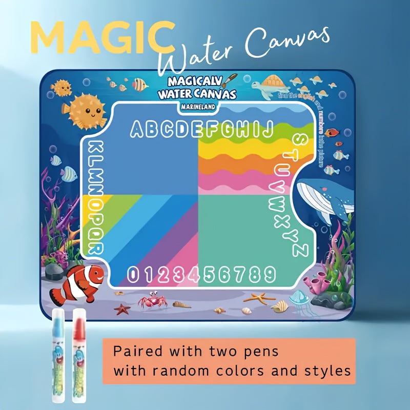 Water Drawing Mat for Kids Reusable Magic Painting Canvas Mess-Free Art Toy Set Ages 3+ Large 80x60cm Ocean Animal Designs Gift Box