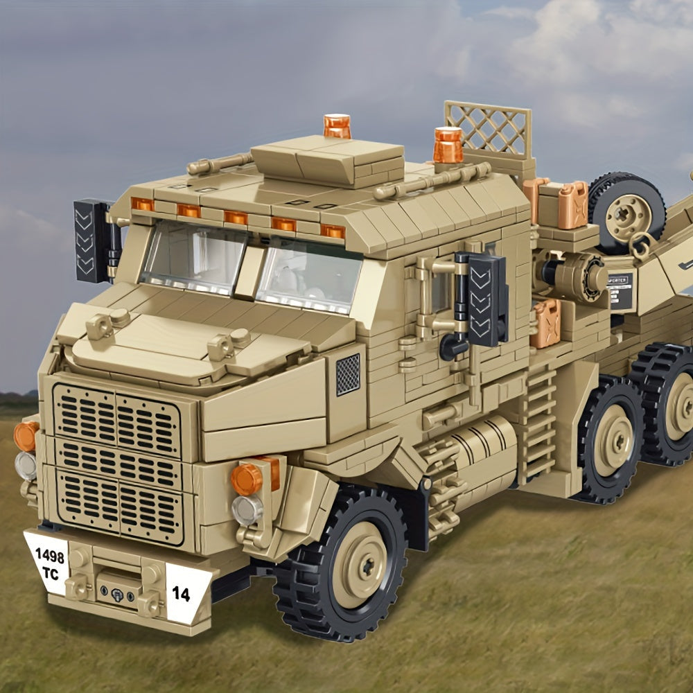 3482 Piece Military Tank Hauling Heavy Vehicle MOC Building Block Set - Armored Transport Truck Model Kit for Adults, Military Enthusiast Gift, Collection Display, Compatible Bricks