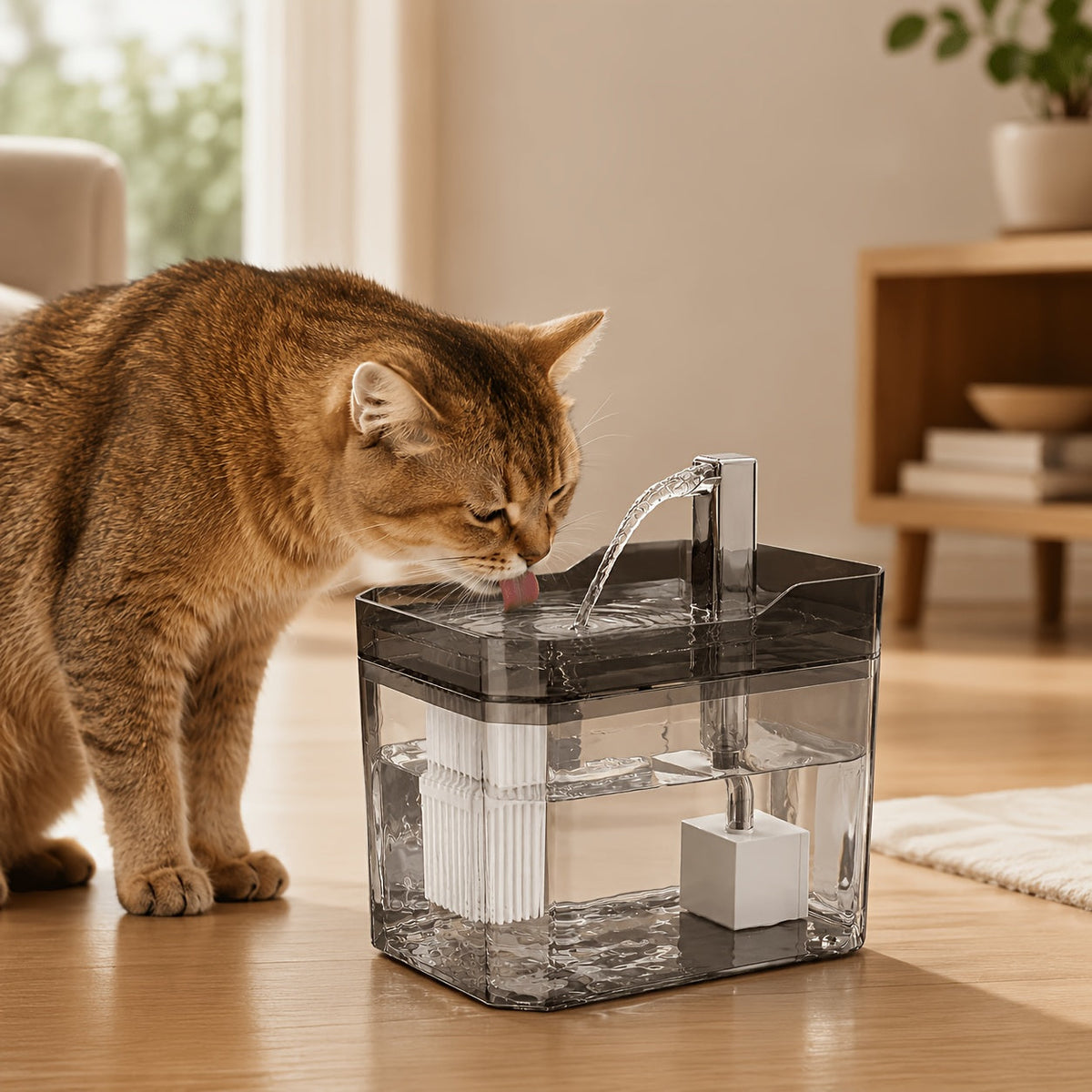 Pet Smart Drinking Fountain Automatic Recirculating Cat Dog Water Dispenser Ultra Quiet USB Powered Visible Water Level Easy Clean No Batteries Required
