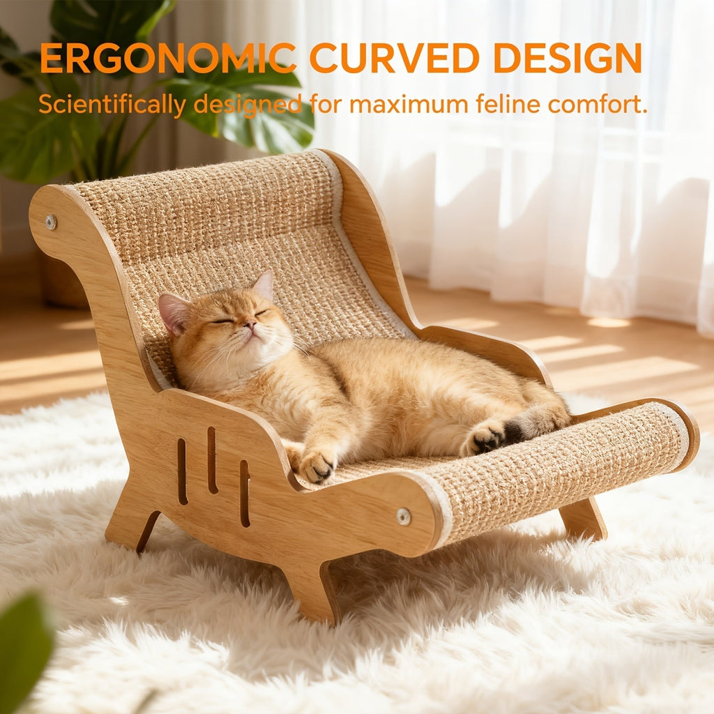Sisal Rope Cat Scratching Chair Sofa – Sturdy Freestanding Scratcher with Large Rest Area, Scratch-Resistant Lounge Furniture for Indoor Cats, Durable Cat Couch Toy & Nap Spot