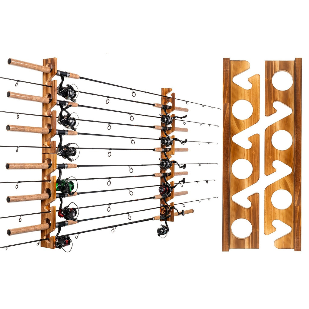 Fishing Rod Rack Wall & Ceiling Mounted – Holds Up to 12 Rods, Modular Garage Storage Organizer for Fishing Poles, Easy Install, Great Fishing Gift for Men & Women