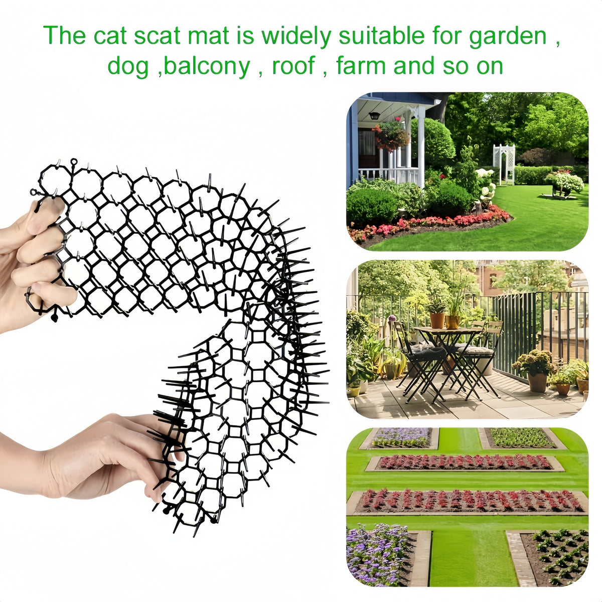 6-Pack Garden Cat Deterrent Spike Mats – Plastic Spiked Strips to Keep Cats & Dogs Out of Garden Beds, Protect Plants from Digging, Humane Outdoor Pet Repellent Mats for Yard Lawn Flower Beds